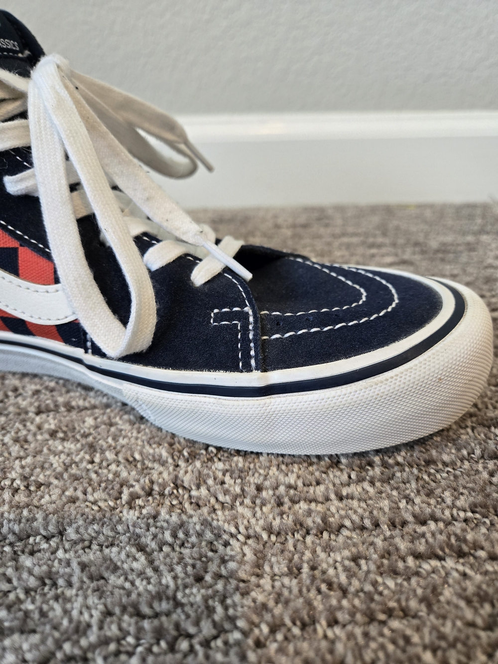 VANS Sk8-Hi Pro Blue/Red Check High Top Lace Up Suede Skate Sneakers Y2K - Picture 4 of 12